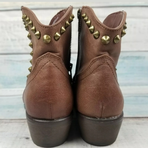 Mossimo Womens Brown Ankle Studded Biker Boots 8.5 - Picture 3 of 7